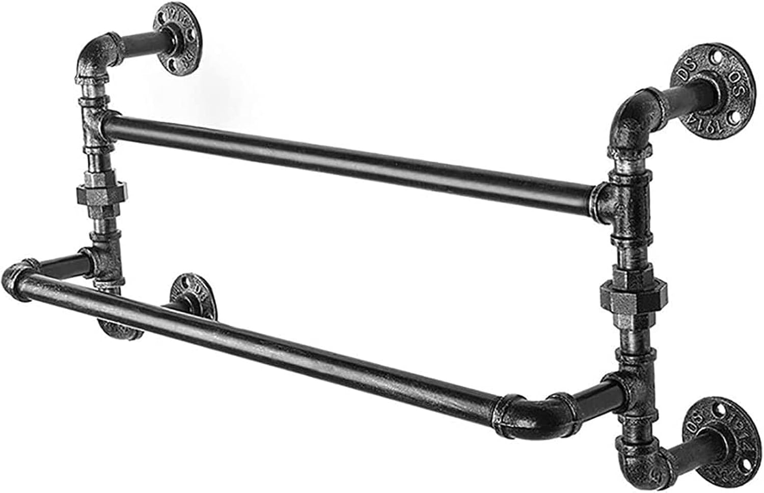 Pipe Black Towel Bar Wall Mounted Extra Long Bathroom Hardware,Double Towel Bar Oil Rubbed Bronze,Industrial Pipe Towel Bar Wall Mounted Hand Towel Bars 25inch