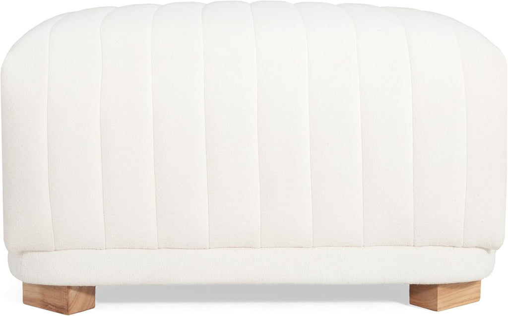 Christopher Knight Home Reyno Upholstered Ottoman with Storage for Living Room, Chenille Fabric Storage Ottoman Foot Rest with Side Drawers, Modern Square Coffee Table with Wooden Frame, Light Beige