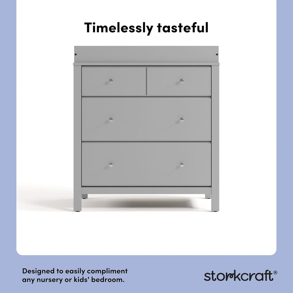 Storkcraft Horizon 3 Drawer Chest with Changing Topper (Pebble Gray) – GREENGUARD Gold Certified, Includes Removable Changing Table Topper, Chest of Drawers for Nursery & Kids Bedroom