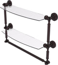 Allied Brass WP-34TB/18-ABZ Waverly Place Collection 18 Inch Two Tiered Glass Integrated Towel Bar Shelf, Antique Bronze