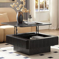 35.43'' Square Coffee Table with Lifting Top for Living Room Lift Top Coffee Table with Storage Larger Fluted Coffee Tables Modern Smart Center Tables for Apartment Black Wood