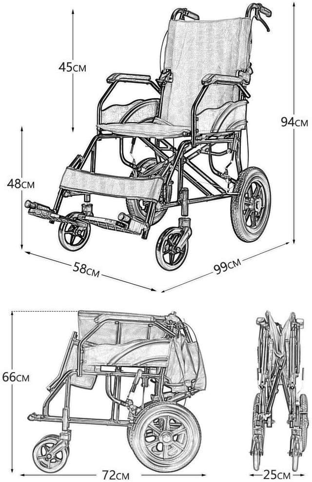 Wheelchairs Folding Aluminum Alloy Folding Wheelchair Portable Transport Travel Self-Propelled Wheelchairs Disabled Scooter