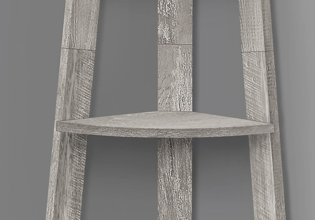 Bookshelf, Bookcase, Etagere, Corner, 5 Tier, 72' h, Office, Bedroom, Grey Laminate,