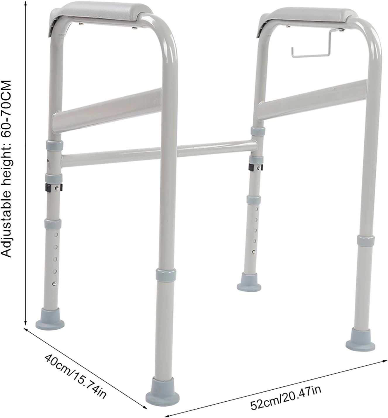 Adjustable Safety Toilet Grab Bar for Handicap Support - Non-Slip Textured Armrests, Durable Steel Bracket, Waterfall Design - Bathroom Aid for Disability Assistance