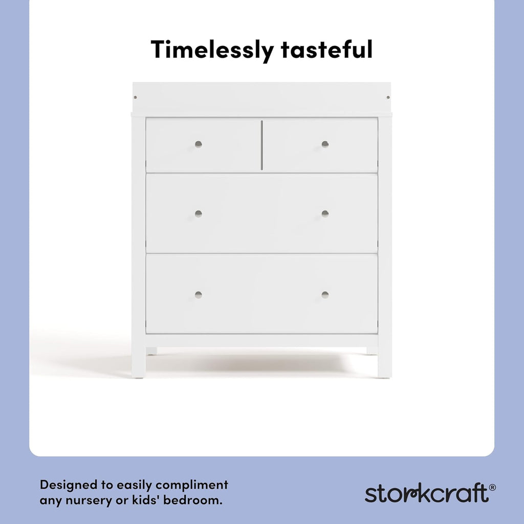 Storkcraft Horizon 3 Drawer Chest with Changing Topper (White) – GREENGUARD Gold Certified, Includes Removable Changing Table Topper, Chest of Drawers for Nursery & Kids Bedroom