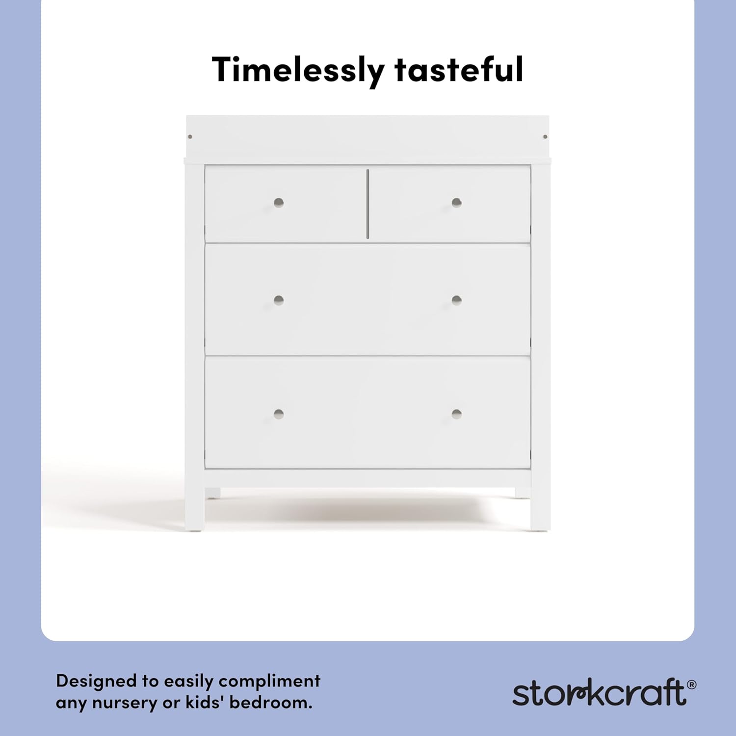 Storkcraft Horizon 3 Drawer Chest with Changing Topper (White) – GREENGUARD Gold Certified, Includes Removable Changing Table Topper, Chest of Drawers for Nursery & Kids Bedroom
