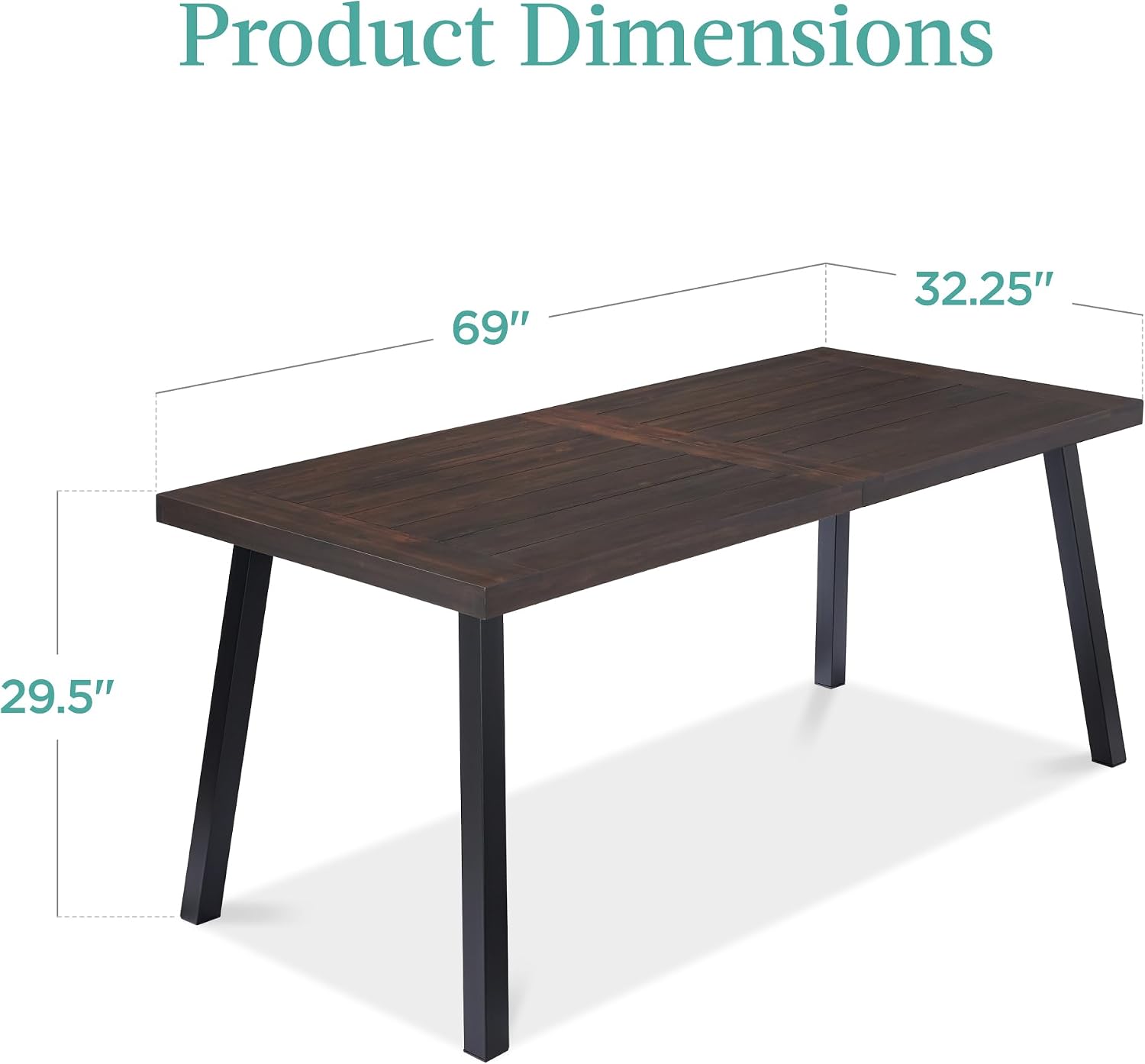 Best Choice Products 6-Person Indoor Outdoor Acacia Wood Dining Table, Picnic Table w/Powder-Coated Steel, 350 Pound Capacity Legs - Espresso