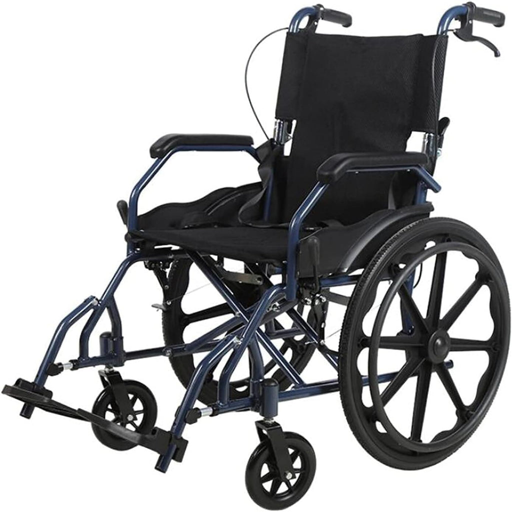 Wheelchairs Folding Wheelchairs, Self Propelled Wheelchairs Super Lightweight Aluminium Folding Transit Wheelchair with 20 Inch Extra Wide Seat, Elderly Disabled Travel Mobility Scooter