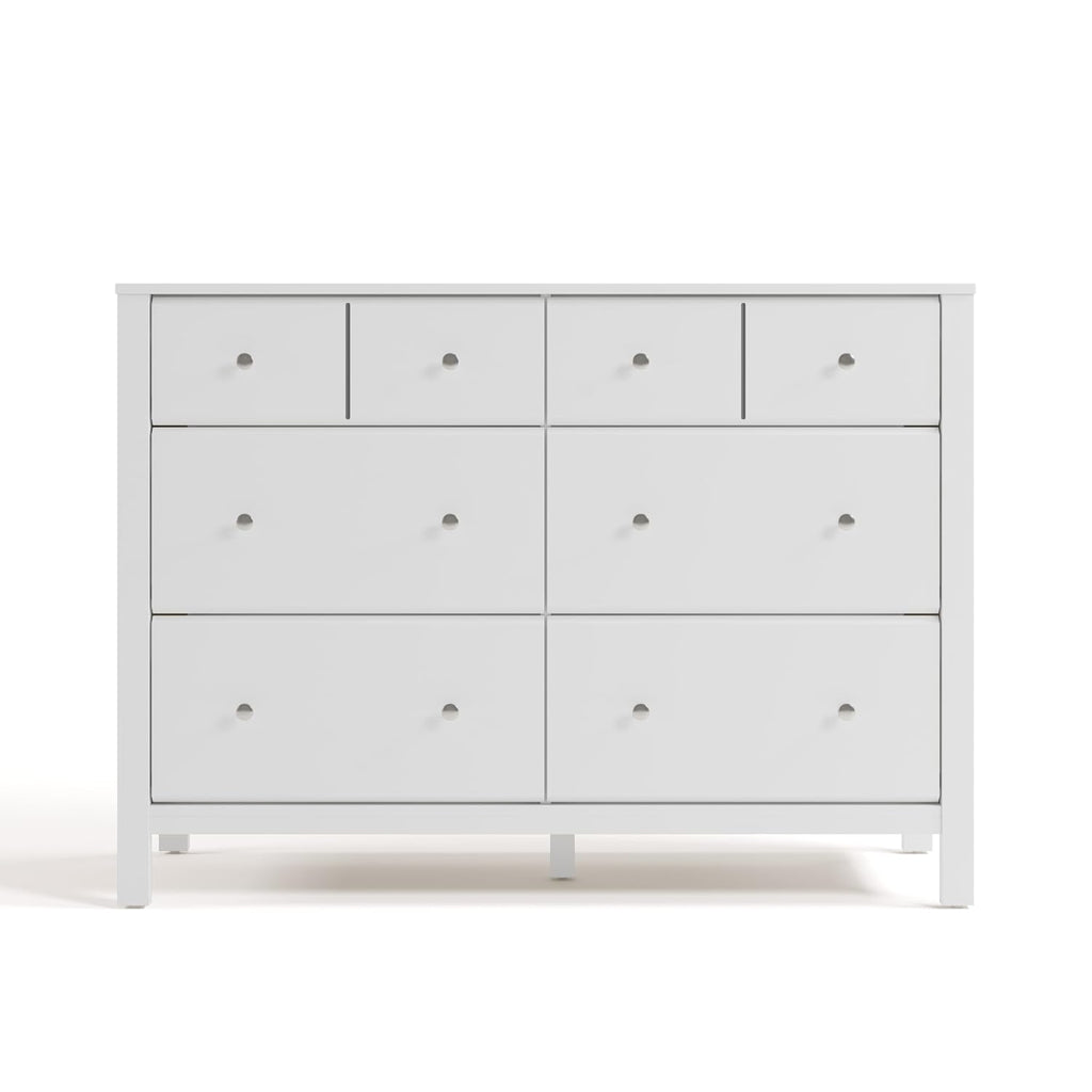 Storkcraft Horizon 6 Drawer Dresser (White with Driftwood) – GREENGUARD Gold Certified Dresser for Nursery & Kids' Room, Modern Storage with Interlocking Drawer System