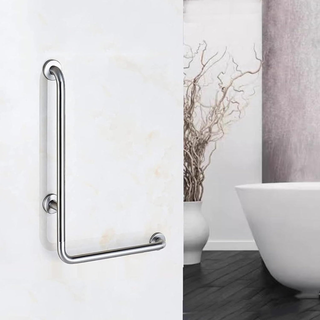 Shower Grab Bars, L Shaped Stainless Steel Bathtub Safety Rail for Elderly and Disabled Assistance in Daily Living (70X60cm/26x24in)