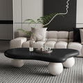 47' Irregular Coffee Table Cloud Coffee Table for Living Room Modern Low Coffee Tables Cute Small Center Table with 3 Ball Legs for Small Space Apartment Black & White