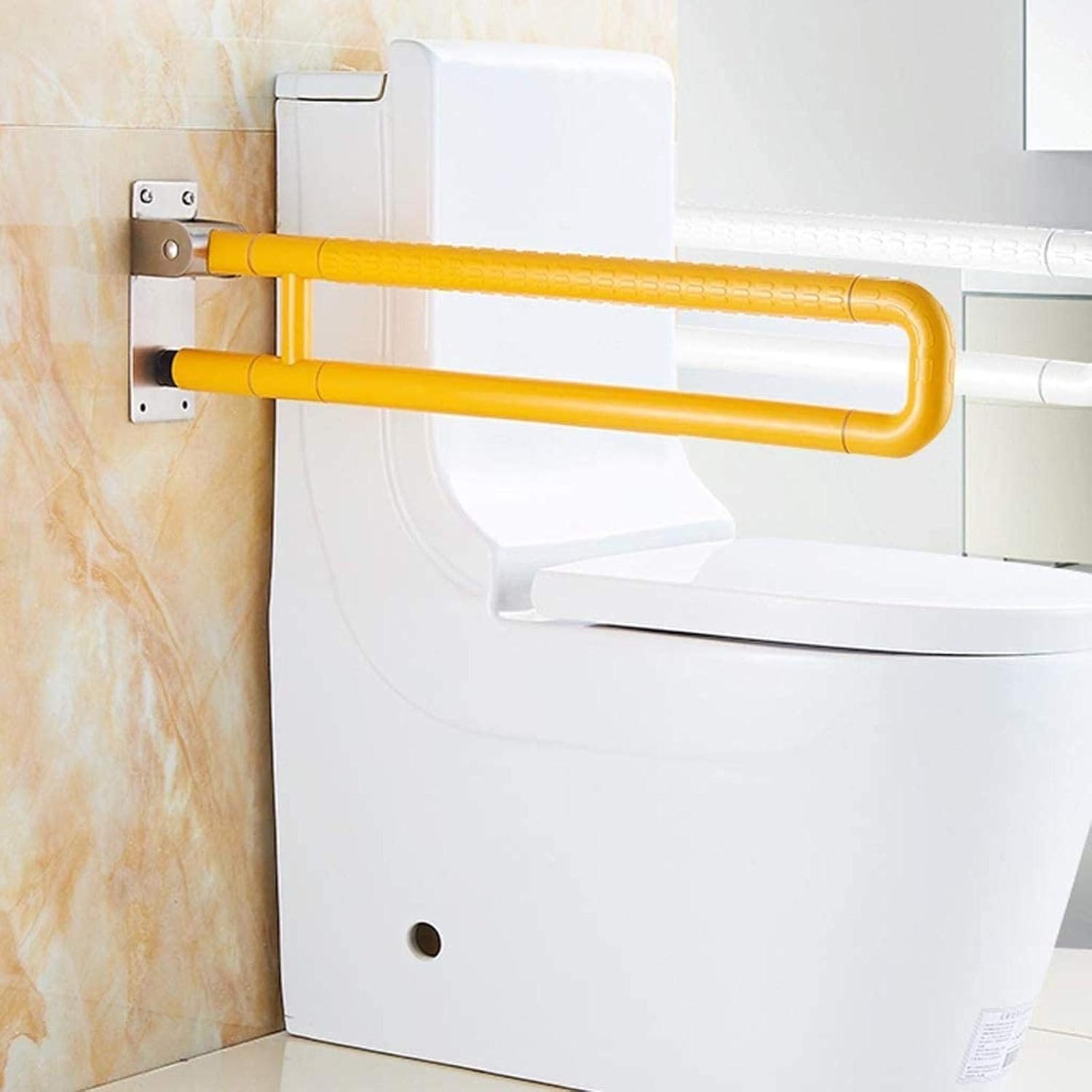 Bath Handle Towel Rail Concealed Screw Safety Grab Bar Flip-Up Screw-in Bathroom Grab Bar with Textured Grip Stainless Disability Aid and Seniors (Color : Yellow, Size : 60/23.62in)