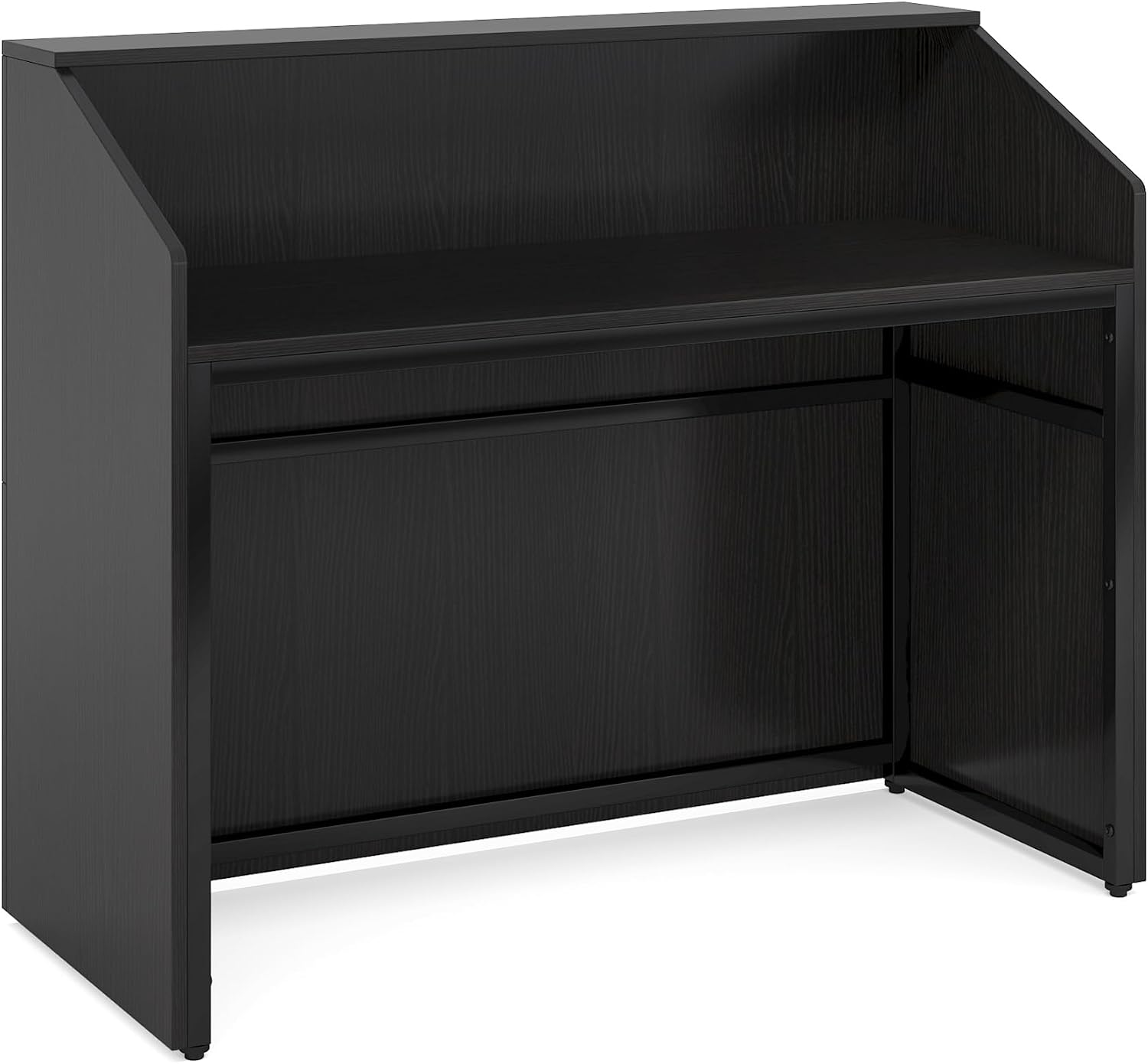 Tribesigns Reception Desk with Counter, Modern Front Desk Reception Room Table with Cable Grommet, 47 inch Retail Counter for Checkout, Lobby, Beauty Salon, Home Office Desk, Black
