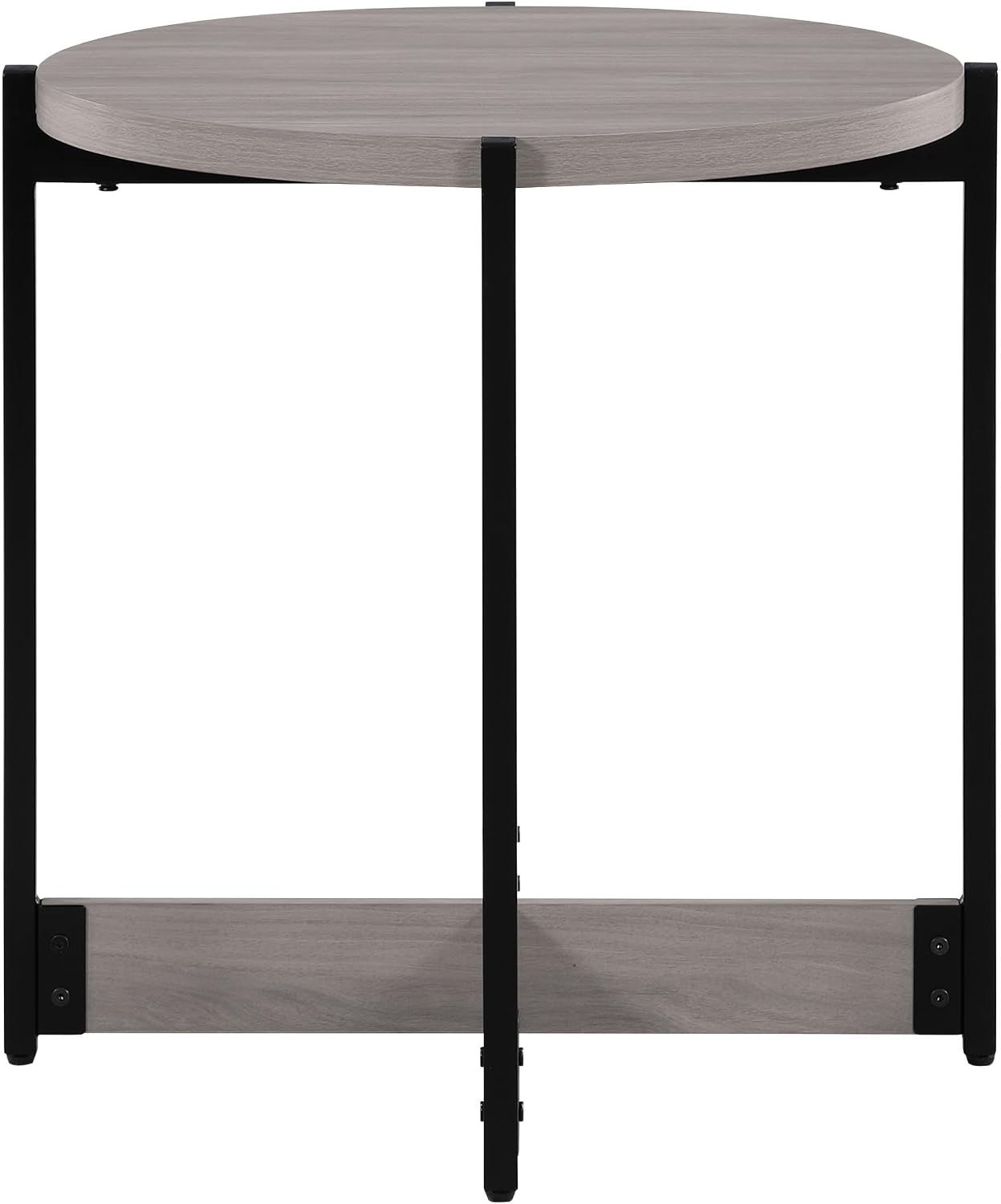 OSP Home Furnishings 3 Piece Occasional Table Set for Livingroom; One Coffee Table and Two Side Tables, Grey Woodgrain Finish with Black Metal
