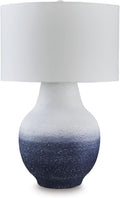 Signature Design by Ashley Dashland Coastal Metal Table Lamp with 3-Way Switch, White & Blue