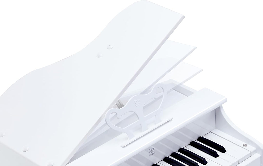 Hape Deluxe White Grand Piano | Thirty Key Piano Toy with Stool, Electronic Keyboard Musical Toy Set for Kids 3 Years+