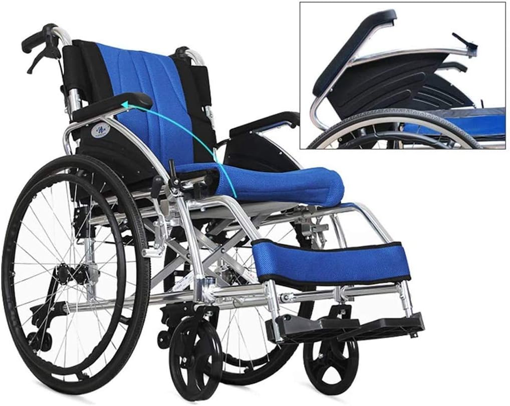 Wheelchair Lightweight Foldable, Portable Self-Propelled Hang Titanium Alloy Sturdy and Stable with Anti-Overturn Design Senior/Disabled Push Scooter,Portable