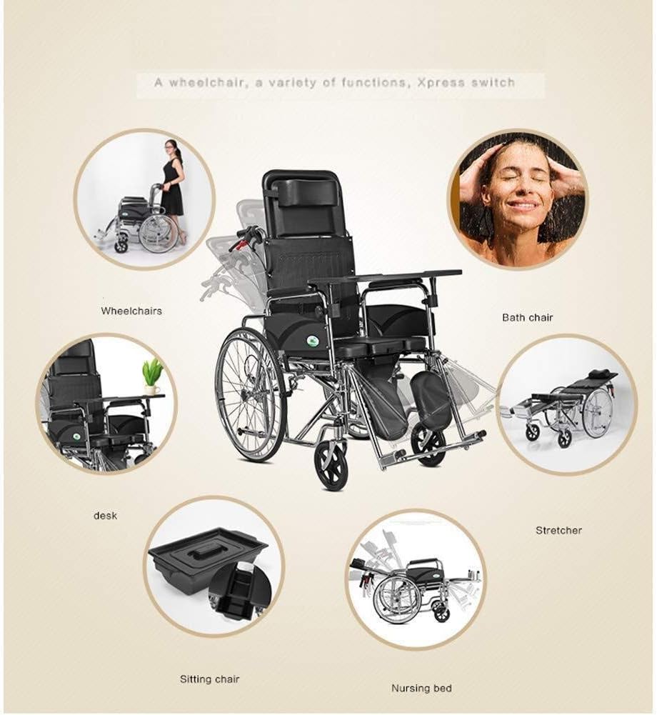 Wheelchair Self-Style, Home High Back Lying Collapsible Portable Travel Old Man Trolley Disabled Scooter,Portable