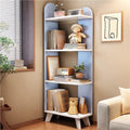 Solid Wood Floor-Standing Storage Rack, Modern Minimalist Storage Shelf, Corner Storage Rack, Corner Bookcase for Bedroom, Living Room(Blue)