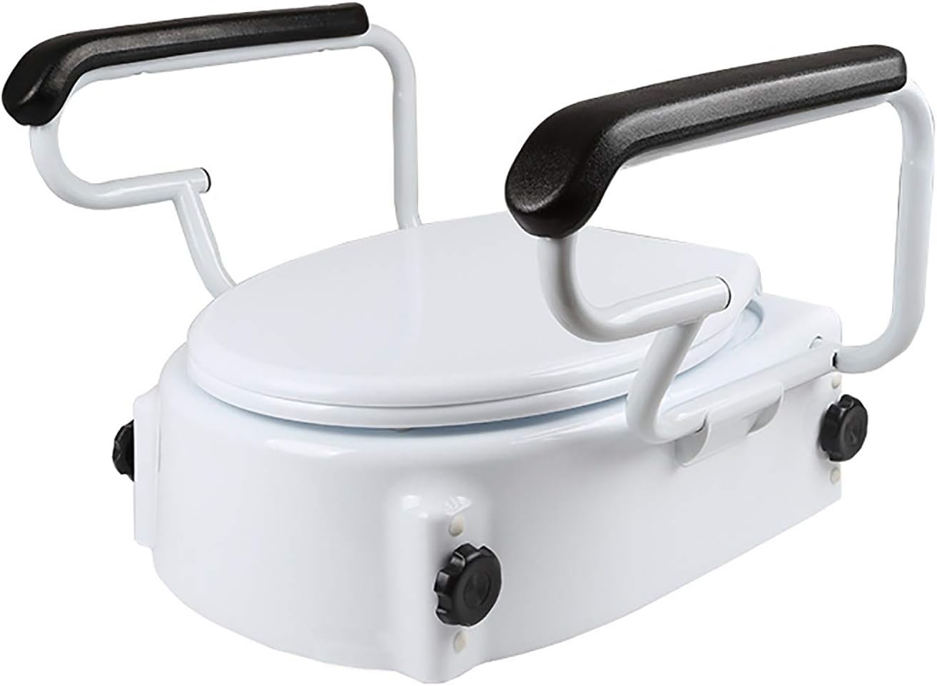 Raised Toilet Seat with Armrests Adjustable Height Disability Aid - Elderly & Disabled Bathroom Safety Seat for Safety and Comfort