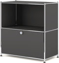 32.5-Inch Flip-Top Storage Cabinet with Detachable Wheels, Metal Side Table and Small Sideboard Cabinet for Living Room, Bedroom, Office, Orange