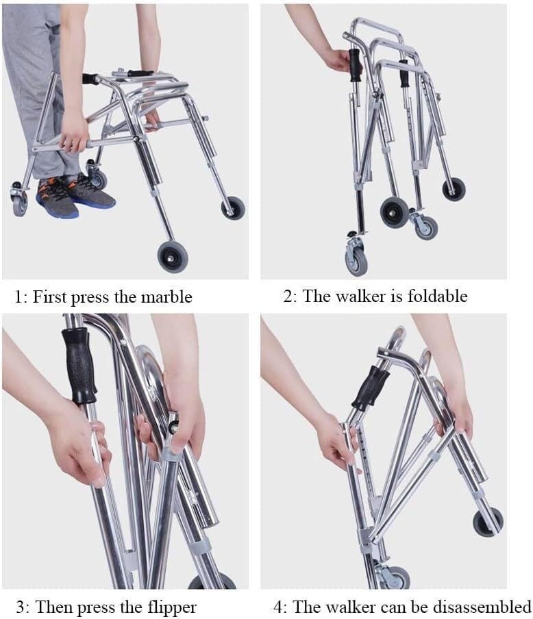Folding Walker Walking Frame Adjustable Height Walker for Kids Cerebral Palsy Disability Rehabilitation Auxiliary Walking Frame (Size : Large)
