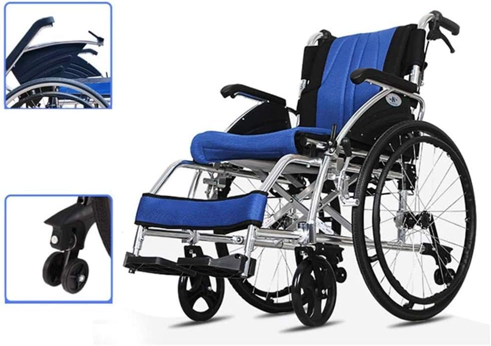 Wheelchair Lightweight Foldable, Portable Self-Propelled Hang Titanium Alloy Sturdy and Stable with Anti-Overturn Design Senior/Disabled Push Scooter,Portable
