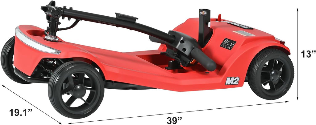 Mobility Scooters for Seniors & Adults 350 Lb Weight Foldable,All-Terrain 4-Wheel Powered Scooter,Lightweight Foldable Disability Electric Wheelchair,Front Rear Led Lights with Basket,red