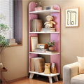 Solid Wood Floor-Standing Storage Rack, Modern Minimalist Storage Shelf, Corner Storage Rack, Corner Bookcase for Bedroom, Living Room(Pink)
