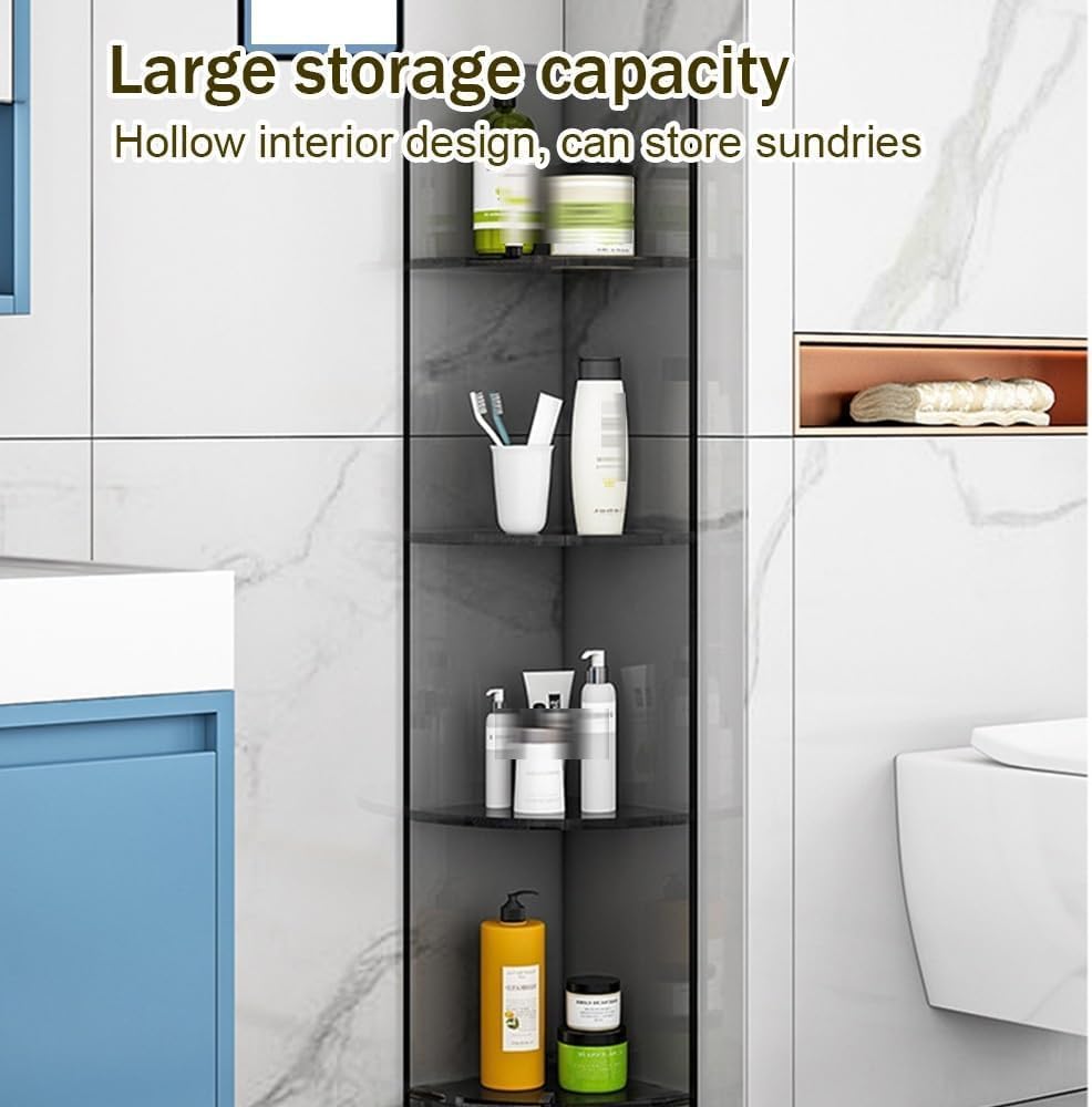 4-Tier Acrylic Corner Storage Rack - Modern Triangle Shelf for Bedroom and Study(Color:Grey)