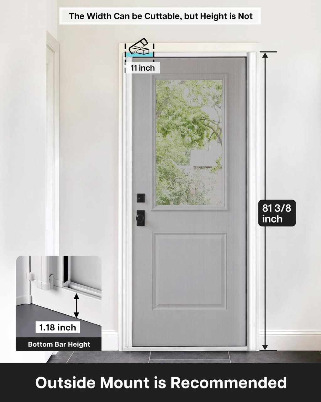 Paramondo Retractable Screen for Single Doors - Self-Stop Sliding Patio Screen with Aluminum Frame & Fiberglass Mesh, White, Size 34 5/8' W x 81 3/8' H