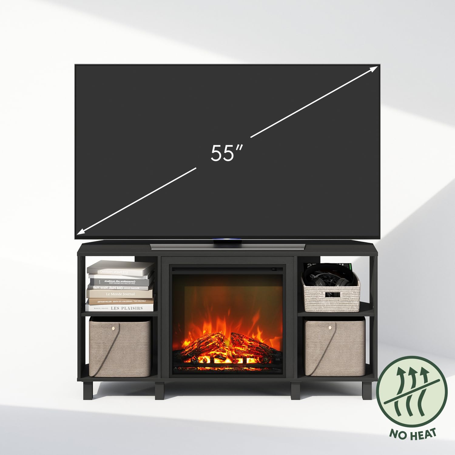 Electric Fireplace TV Stand - Corner Entertainment Center for TVs up to 55 Inch Americano/Corner with Top Shelf