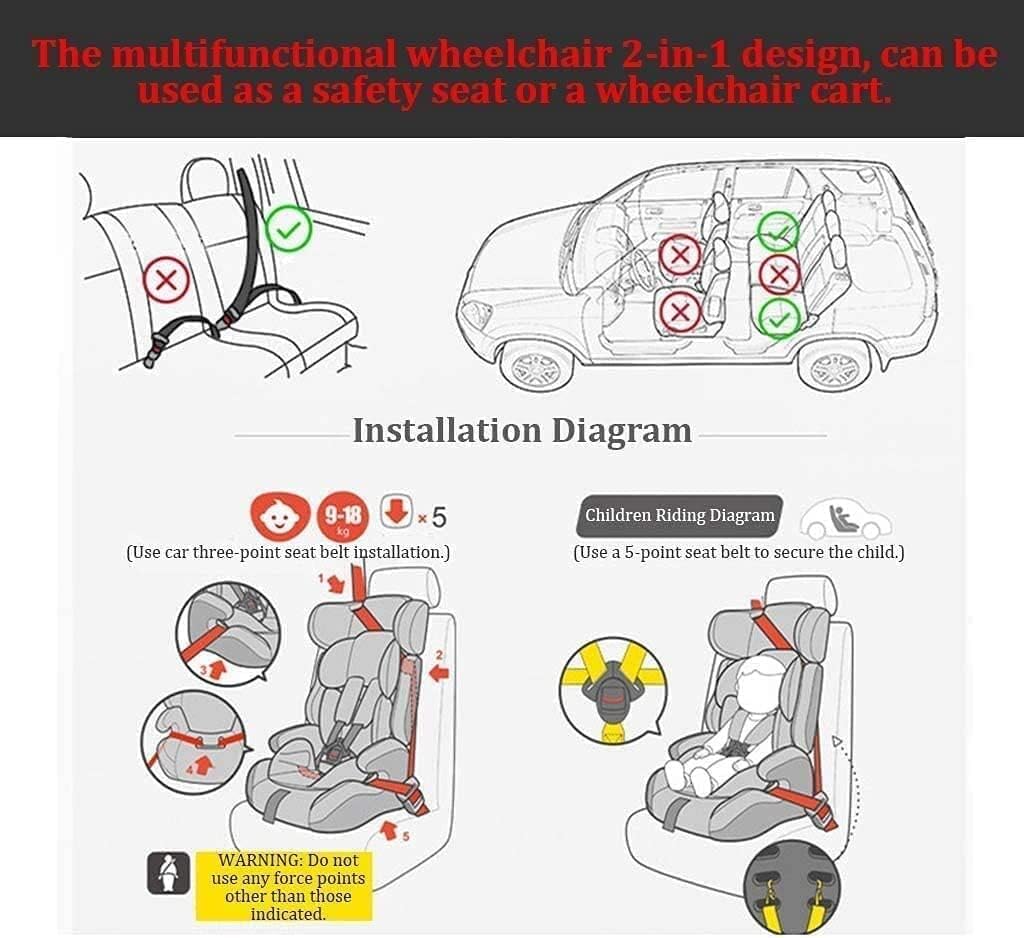 Wheelchairs,Multi-Functional Safety Handcarts with Disabilities Injuries, Folding Aluminum Alloy High-Back Cerebral Palsy Child Wheelchairs