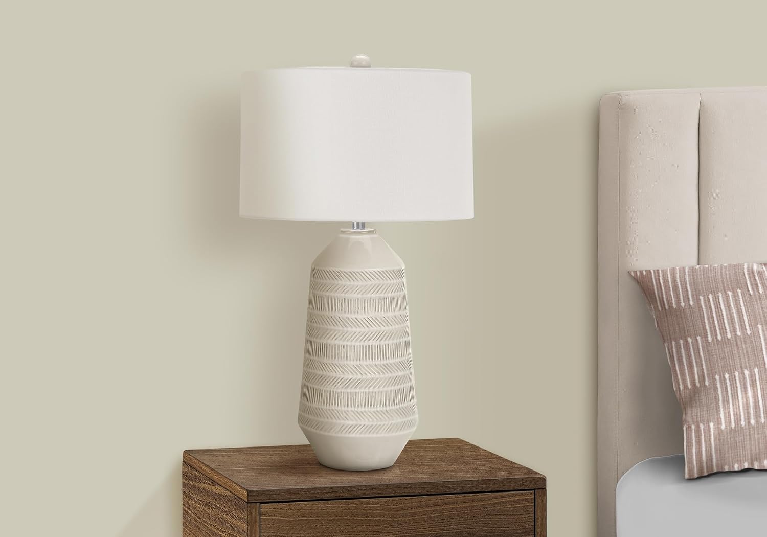 Monarch Specialties I 9613 LightingTable Lamp, Ivory/Cream Shade, Cream Ceramic, Contemporary