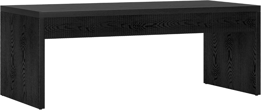 Henn&Hart 48' Fluted Rectangular Coffee Table with Ribbed Front Panel for Living Room, Family Room, or Office, Natural Black