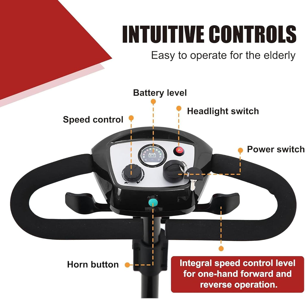 Mobility Scooters for Seniors 400 Lb Weight Capacity,Portable Folding Mobility Scooter, Travel Mobility Scooter,Heavy Duty Electric Powered Scooter W/Foldable Removable Disability Scooter,Black