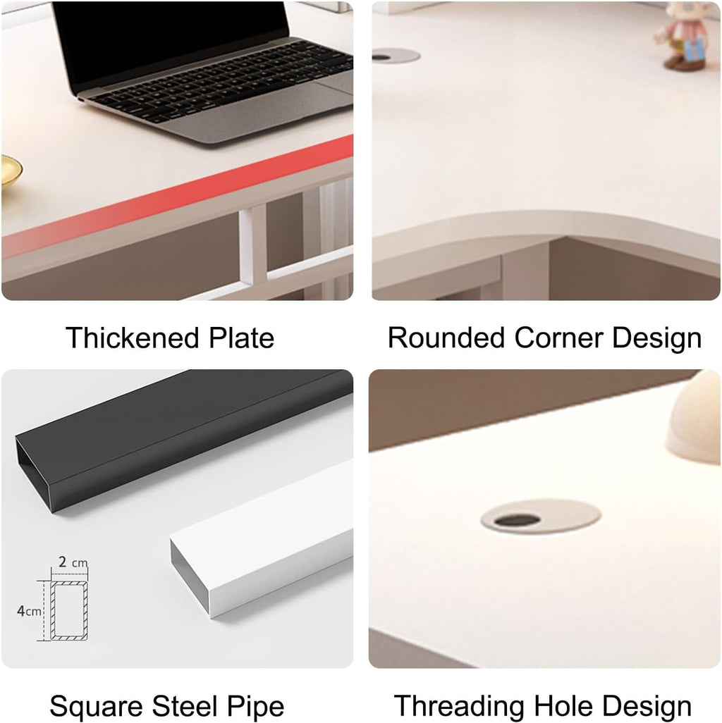 Corner with Storage Shelves, L Shaped Office Desk with Pegboar, Space Saving Writing Desk Writing Workstation Gaming Table for Home Bedroom,Grey-One Size