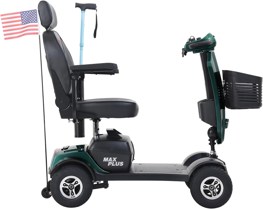 Mobility Scooters for Seniors & Adults 400 Lb Weight Foldable,All-Terrain Heavy Duty 4 Wheel Powered Scooter,Portable Disability Mobile Electric Wheelchair with Comfort Seat,15Miles,5MPH,Green