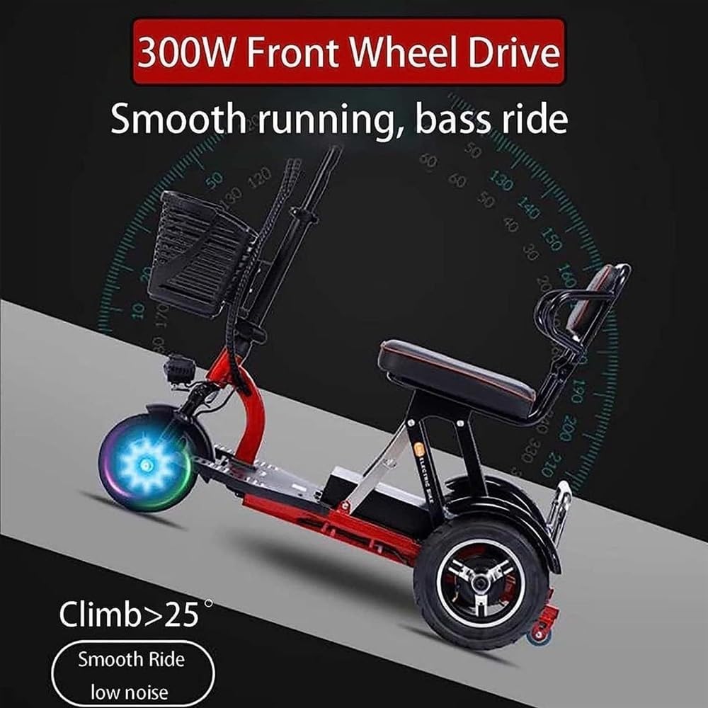 Mobility Scooter Electric, Foldable Lightweight 3-Wheel Mobility Scooter Mobility Scooters Adults with Seat for Adults Elderly Travel Friendly - Ultra Lightweight