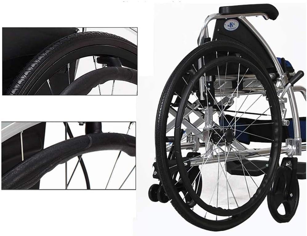 Wheelchair Lightweight Foldable, Portable Self-Propelled Hang Titanium Alloy Sturdy and Stable with Anti-Overturn Design Senior/Disabled Push Scooter,Portable