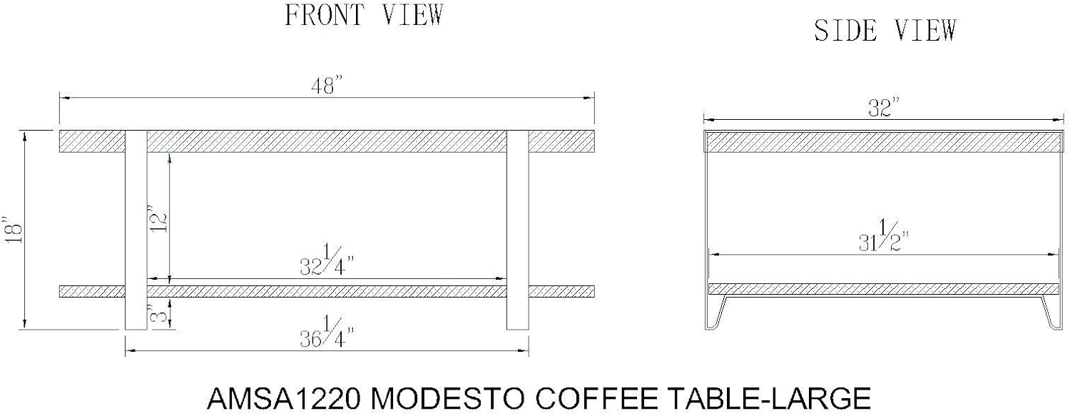 Alaterre Furniture Modesto 48-Inch Reclaimed Wood Coffee Table, Rustic Natural Pine Finish with Metal Strap Legs, Powder-Coated Steel Base, Protective Felt Pads, Ideal for Living Room and Accent Decor