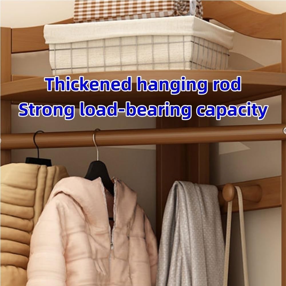 Simple Storage Rack, Floor-standing Coat Rack with Shelves, Corner Coat Rack with Hooks, Multifunctional Clothes Hanger for Living Room, Entrance, Bedroom(White)
