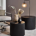 WILLIAMSPACE 18.9' Black Nesting Coffee Table Set of 2, Modern Round Coffee Tables Circle Side Table for Small Space, Accent End Table Set, No Assembling, Matte Black