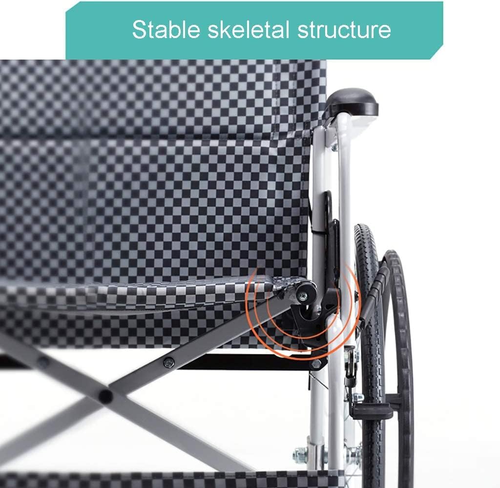 Mobile Lightweight Wheelchair Foldable Transport Wheelchair W/Handbrakes & Folding Backrest Aluminum Alloy Travel Trolley Scooter for The Elderly Driving Trolley