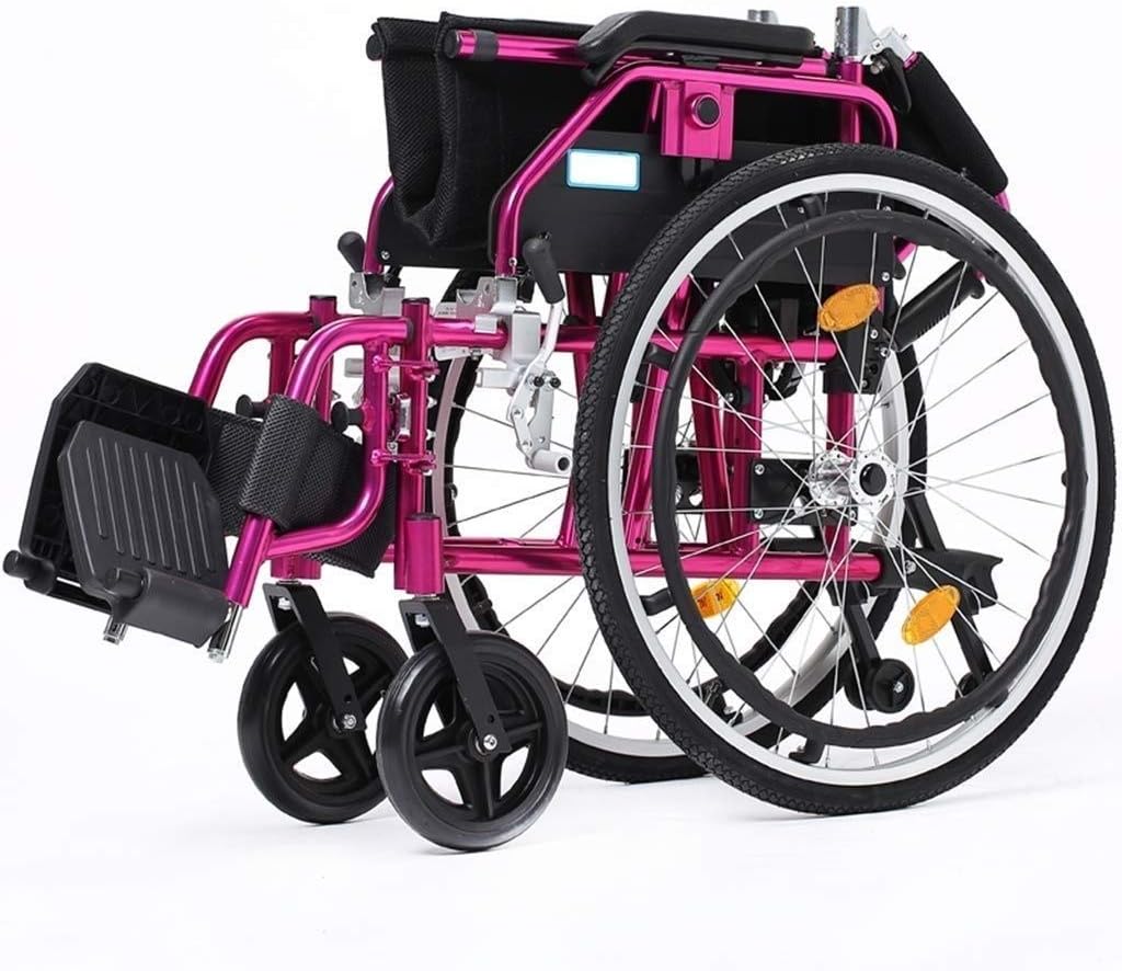 Wheelchair Lightweight Foldable, Manual with Non-Pneumatic Tire Adjustable Pedals Aluminum Alloy Push Scooter,Portable