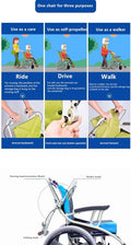 Manual Lightweight Aluminum Alloy wheelchairs, Folding wheelchairs, Multifunctional Scooter, Trolley, self-propelled Wheelchair, paralyzed Walker for The Elderly and Disabled (Color : A, Size : 40cm