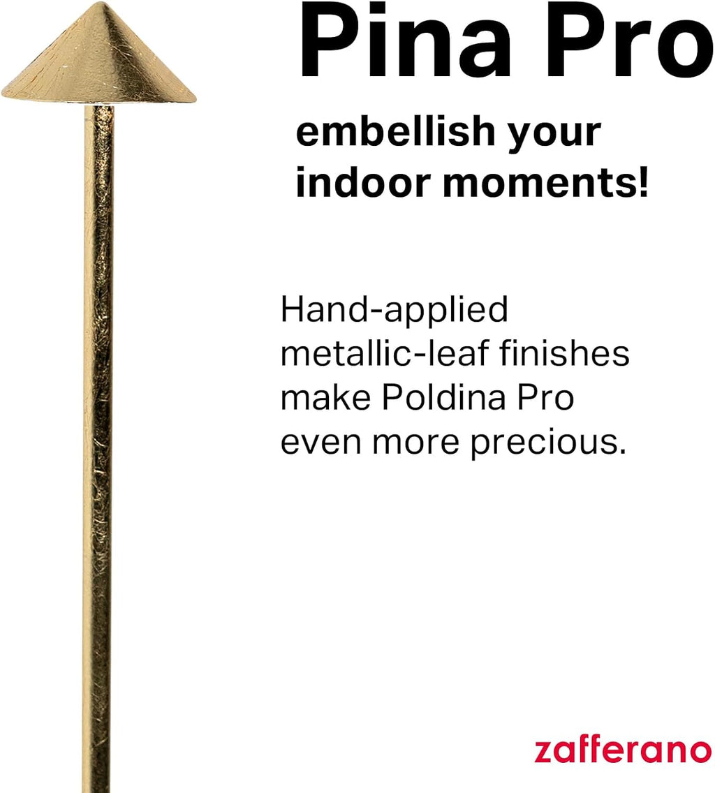 Zafferano, Pina Pro Lamp with Gold Leaf, Rechargeable Cordless Table Lamp with Touch Controls, Usable as an Indoor Lamp, Dimmer, 2200-3000 K, Height 11.4 Inches