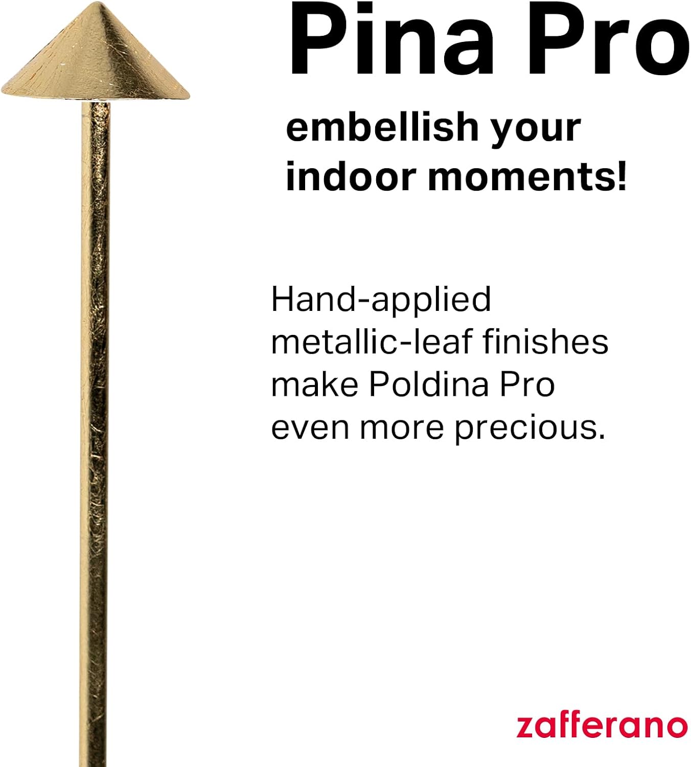 Zafferano, Pina Pro Lamp with Gold Leaf, Rechargeable Cordless Table Lamp with Touch Controls, Usable as an Indoor Lamp, Dimmer, 2200-3000 K, Height 11.4 Inches