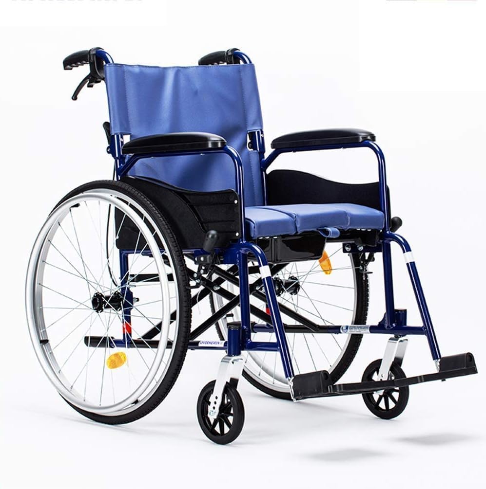 Wheelchairs, Manual wheelchairs, Aluminum Alloy wheelchairs are Lightweight and Foldable, self-propelled wheelchairs with handbrakes and Swivel Pedals, Suitable for The Elderly with Disabilities (Siz