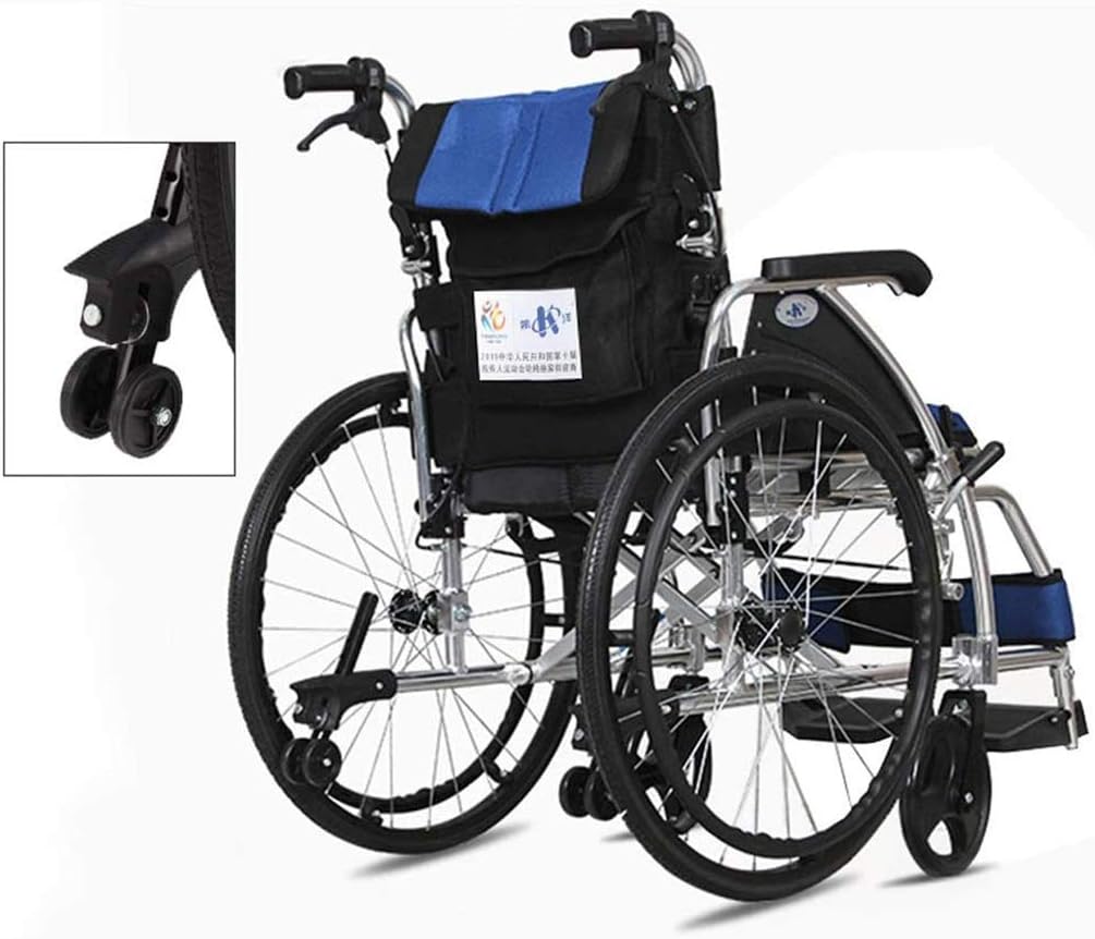 Wheelchair Lightweight Foldable, Portable Self-Propelled Hang Titanium Alloy Sturdy and Stable with Anti-Overturn Design Senior/Disabled Push Scooter,Portable